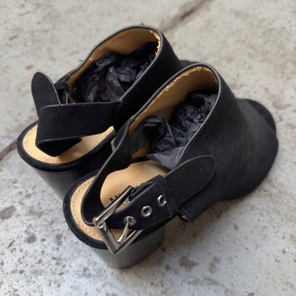 MICHAEL Michael Kors Black Suede Open Toe Sling Back Block Heels Size 9 - Picture 4 of 7